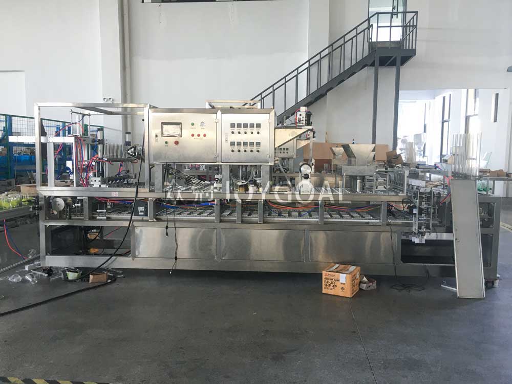 automatic cup filling and sealing machine(code printing buckle cover)